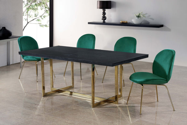 Paris Velvet / Engineered Wood / Metal / Foam Contemporary Green Velvet Dining Chair - 19.5" W x 25" D x 34.5" H