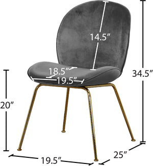 Paris Velvet / Engineered Wood / Metal / Foam Contemporary Grey Velvet Dining Chair - 19.5" W x 25" D x 34.5" H