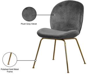 Paris Velvet / Engineered Wood / Metal / Foam Contemporary Grey Velvet Dining Chair - 19.5" W x 25" D x 34.5" H