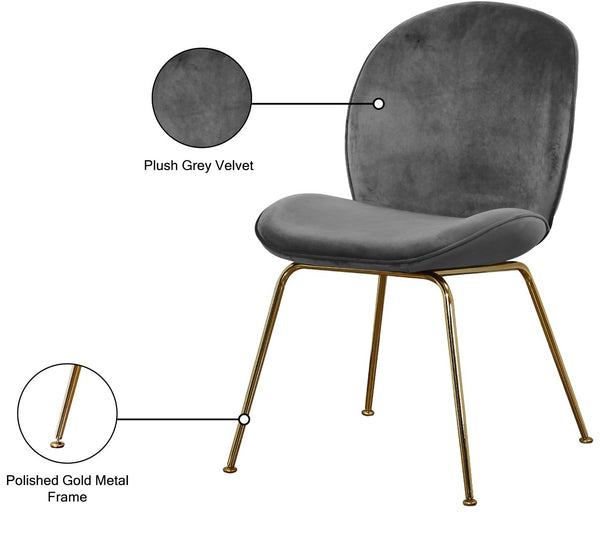 Paris Velvet / Engineered Wood / Metal / Foam Contemporary Grey Velvet Dining Chair - 19.5" W x 25" D x 34.5" H