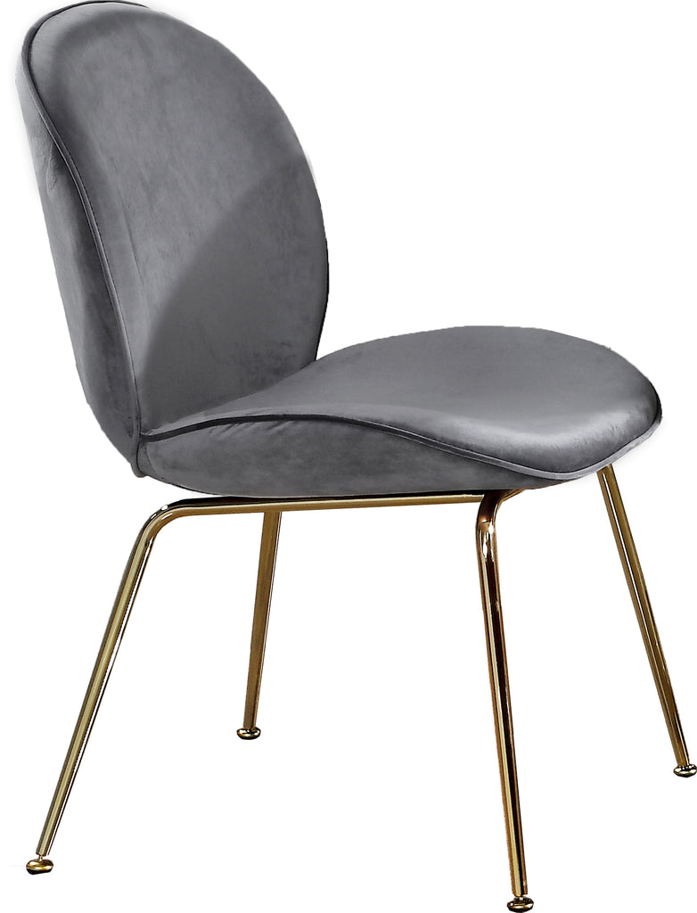 Paris Velvet / Engineered Wood / Metal / Foam Contemporary Grey Velvet Dining Chair - 19.5" W x 25" D x 34.5" H