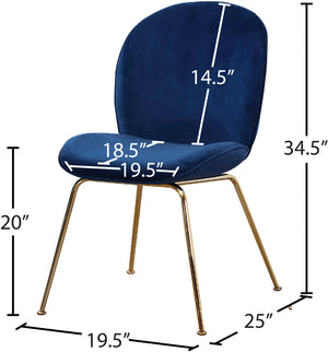 Paris Velvet / Engineered Wood / Metal / Foam Contemporary Navy Velvet Dining Chair - 19.5" W x 25" D x 34.5" H