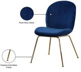 Paris Velvet / Engineered Wood / Metal / Foam Contemporary Navy Velvet Dining Chair - 19.5" W x 25" D x 34.5" H