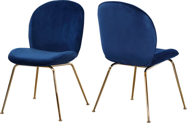 Paris Velvet / Engineered Wood / Metal / Foam Contemporary Navy Velvet Dining Chair - 19.5" W x 25" D x 34.5" H