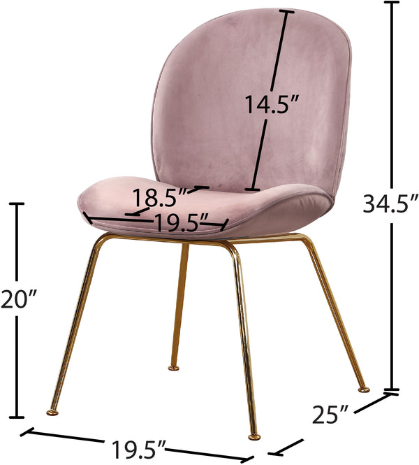 Paris Velvet / Engineered Wood / Metal / Foam Contemporary Pink Velvet Dining Chair - 19.5" W x 25" D x 34.5" H