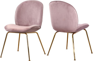 Paris Velvet / Engineered Wood / Metal / Foam Contemporary Pink Velvet Dining Chair - 19.5" W x 25" D x 34.5" H