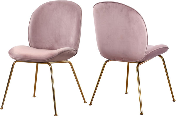 Paris Velvet / Engineered Wood / Metal / Foam Contemporary Pink Velvet Dining Chair - 19.5" W x 25" D x 34.5" H