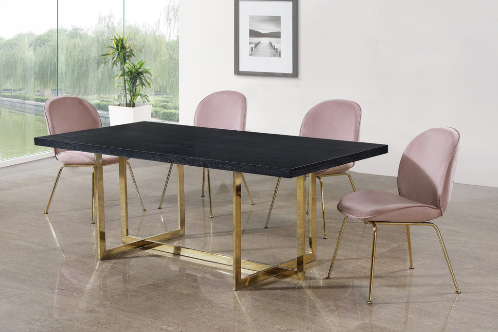 Paris Velvet / Engineered Wood / Metal / Foam Contemporary Pink Velvet Dining Chair - 19.5" W x 25" D x 34.5" H