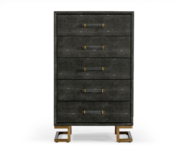 VIG Furniture Modrest Howard - Modern Shagreen Grey Leatherette & Gold Chest VGGMCHD-1528-5-CHEST