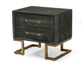 VIG Furniture Modrest Howard - Modern Shagreen Grey Leatherette & Gold Nightstand VGGMBEC-1528-GRY-NS