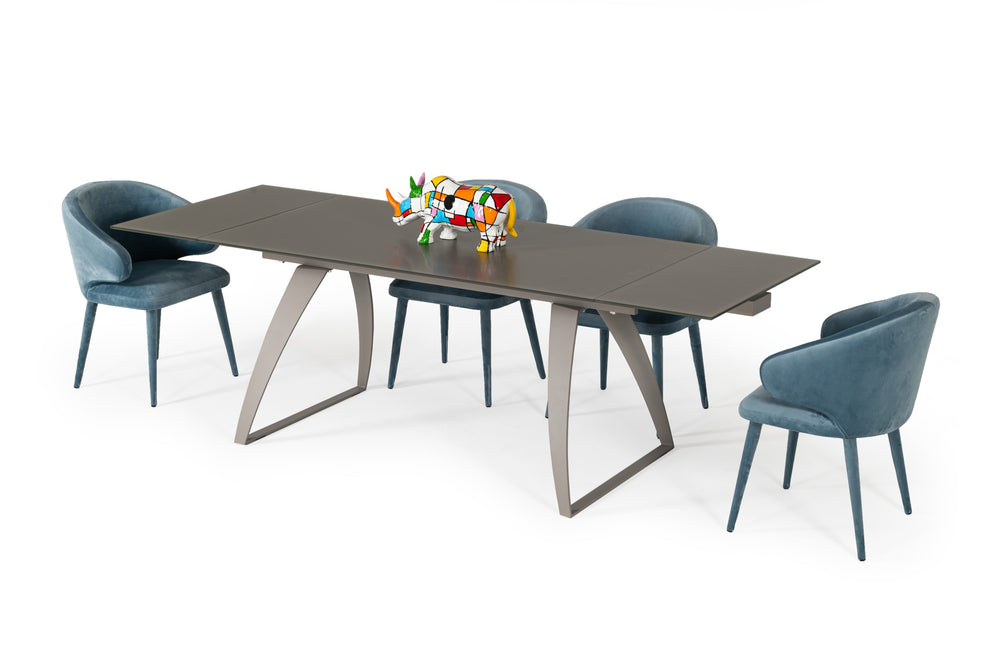 VIG Furniture Modrest Pittson - Modern Extendable Grey Glass Dining Table VGYFDT8852F-GRY-DT