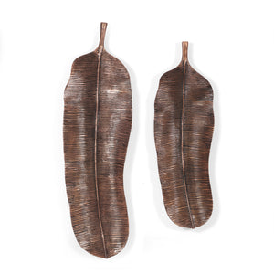 Lyerly Handcrafted Aluminum Leaf Wall Decor Set, Raw Copper Noble House
