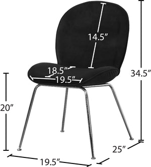Paris Velvet / Engineered Wood / Metal / Foam Contemporary Black Velvet Dining Chair - 19.5" W x 25" D x 34.5" H