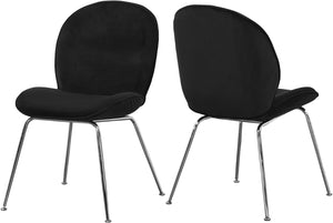 Paris Velvet / Engineered Wood / Metal / Foam Contemporary Black Velvet Dining Chair - 19.5" W x 25" D x 34.5" H
