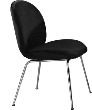 Paris Velvet / Engineered Wood / Metal / Foam Contemporary Black Velvet Dining Chair - 19.5" W x 25" D x 34.5" H