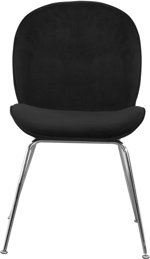 Paris Velvet / Engineered Wood / Metal / Foam Contemporary Black Velvet Dining Chair - 19.5" W x 25" D x 34.5" H