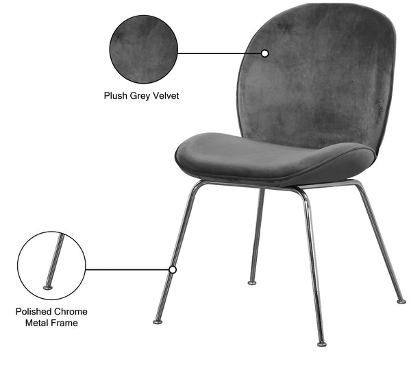 Paris Velvet / Engineered Wood / Metal / Foam Contemporary Grey Velvet Dining Chair - 19.5" W x 25" D x 34.5" H