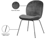 Paris Velvet / Engineered Wood / Metal / Foam Contemporary Grey Velvet Dining Chair - 19.5" W x 25" D x 34.5" H