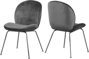 Paris Velvet / Engineered Wood / Metal / Foam Contemporary Grey Velvet Dining Chair - 19.5" W x 25" D x 34.5" H