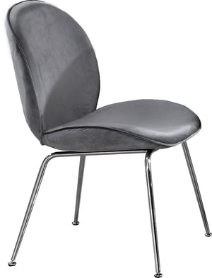 Paris Velvet / Engineered Wood / Metal / Foam Contemporary Grey Velvet Dining Chair - 19.5" W x 25" D x 34.5" H
