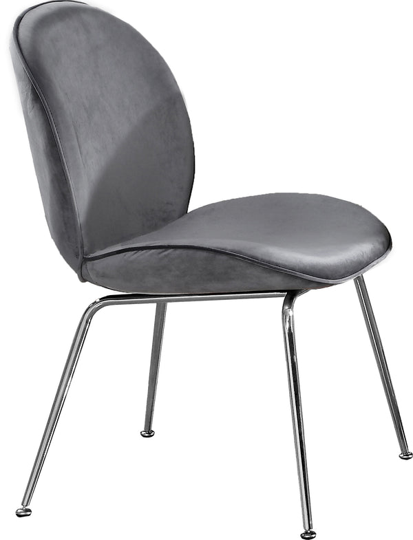 Paris Velvet / Engineered Wood / Metal / Foam Contemporary Grey Velvet Dining Chair - 19.5" W x 25" D x 34.5" H