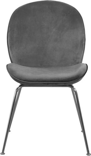 Paris Velvet / Engineered Wood / Metal / Foam Contemporary Grey Velvet Dining Chair - 19.5" W x 25" D x 34.5" H