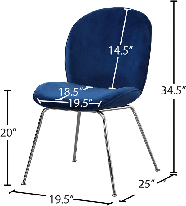 Paris Velvet / Engineered Wood / Metal / Foam Contemporary Navy Velvet Dining Chair - 19.5" W x 25" D x 34.5" H