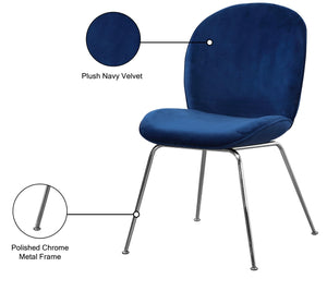 Paris Velvet / Engineered Wood / Metal / Foam Contemporary Navy Velvet Dining Chair - 19.5" W x 25" D x 34.5" H