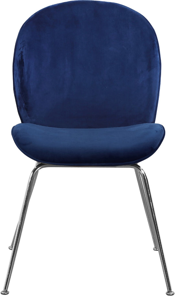 Paris Velvet / Engineered Wood / Metal / Foam Contemporary Navy Velvet Dining Chair - 19.5" W x 25" D x 34.5" H