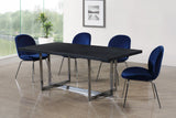 Paris Velvet / Engineered Wood / Metal / Foam Contemporary Navy Velvet Dining Chair - 19.5" W x 25" D x 34.5" H