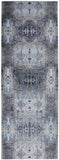 Gaspar Modern Abstract Deco Style, Ice Blue/Navy Blue, 2ft - 10in x 8ft, Runner