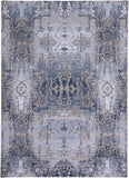 Gaspar Modern Abstract Deco Style, Ice Blue/Navy Blue, 8ft x 11ft Area Rug