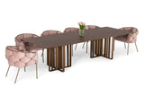 VIG Furniture Modrest Livia - Modern Walnut & Brass Stainless Steel Dining Table VGBBMI2005T-WGE-DT