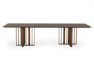 VIG Furniture Modrest Livia - Modern Walnut & Brass Stainless Steel Dining Table VGBBMI2005T-WGE-DT