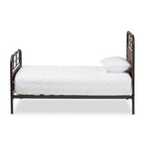 Baxton Studio Monoco Rustic Industrial Black Finished Metal Coco Brown Wood Twin Size Platform Bed