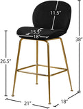 Paris Velvet / Engineered Wood / Metal / Foam Contemporary Black Velvet Stool - 21" W x 18" D x 38" H