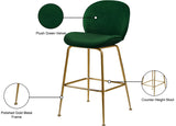 Paris Velvet / Engineered Wood / Metal / Foam Contemporary Green Velvet Stool - 21" W x 18" D x 38" H