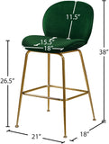 Paris Velvet / Engineered Wood / Metal / Foam Contemporary Green Velvet Stool - 21" W x 18" D x 38" H