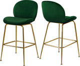 Paris Velvet / Engineered Wood / Metal / Foam Contemporary Green Velvet Stool - 21" W x 18" D x 38" H