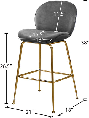 Paris Velvet / Engineered Wood / Metal / Foam Contemporary Grey Velvet Stool - 21" W x 18" D x 38" H