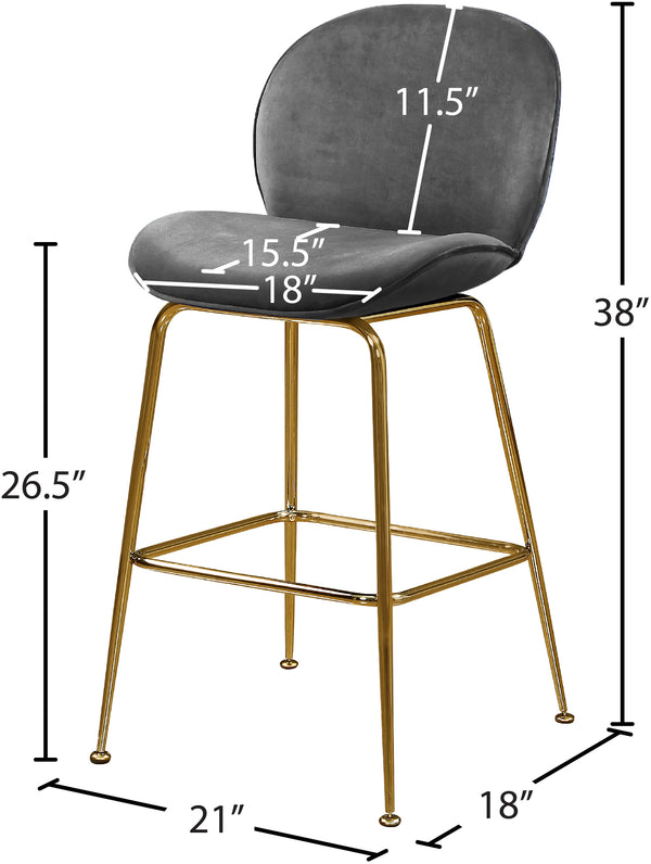 Paris Velvet / Engineered Wood / Metal / Foam Contemporary Grey Velvet Stool - 21" W x 18" D x 38" H