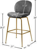 Paris Velvet / Engineered Wood / Metal / Foam Contemporary Grey Velvet Stool - 21" W x 18" D x 38" H