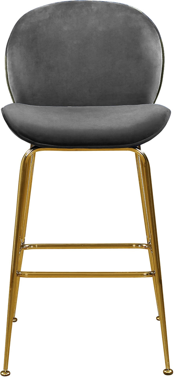 Paris Velvet / Engineered Wood / Metal / Foam Contemporary Grey Velvet Stool - 21" W x 18" D x 38" H