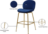 Paris Velvet / Engineered Wood / Metal / Foam Contemporary Navy Velvet Stool - 21" W x 18" D x 38" H