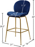 Paris Velvet / Engineered Wood / Metal / Foam Contemporary Navy Velvet Stool - 21" W x 18" D x 38" H