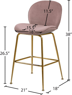 Paris Velvet / Engineered Wood / Metal / Foam Contemporary Pink Velvet Stool - 21" W x 18" D x 38" H