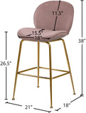 Paris Velvet / Engineered Wood / Metal / Foam Contemporary Pink Velvet Stool - 21" W x 18" D x 38" H