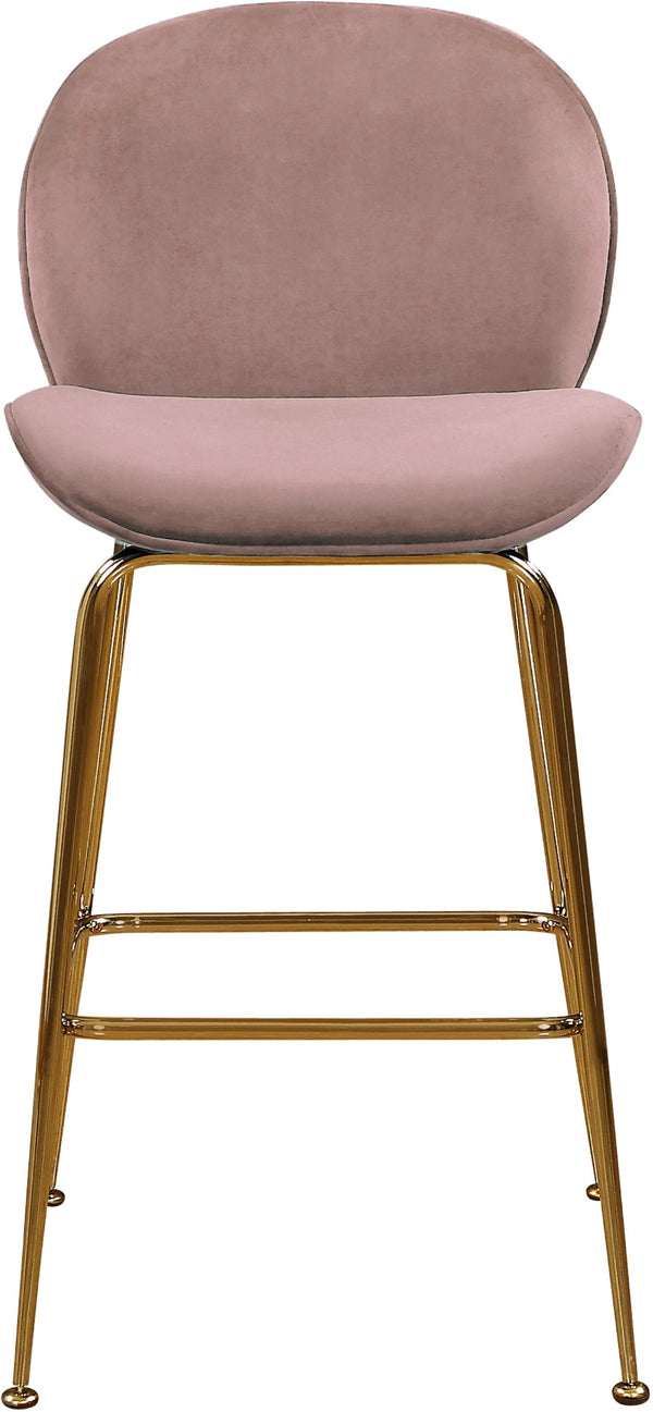 Paris Velvet / Engineered Wood / Metal / Foam Contemporary Pink Velvet Stool - 21" W x 18" D x 38" H