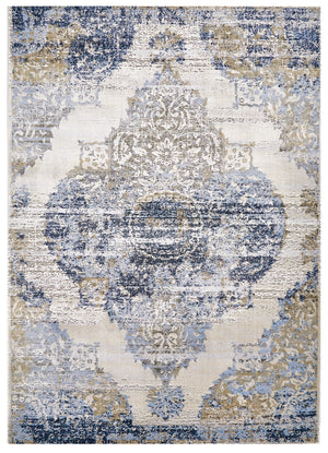 Marigold Vintage Medallion Rug, Blue/Birch White, 8ft x 11ft Area Rug