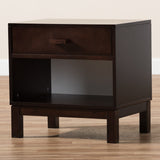Baxton Studio Deirdre Modern and Contemporary Dark Brown Wood 1-Drawer Nightstand